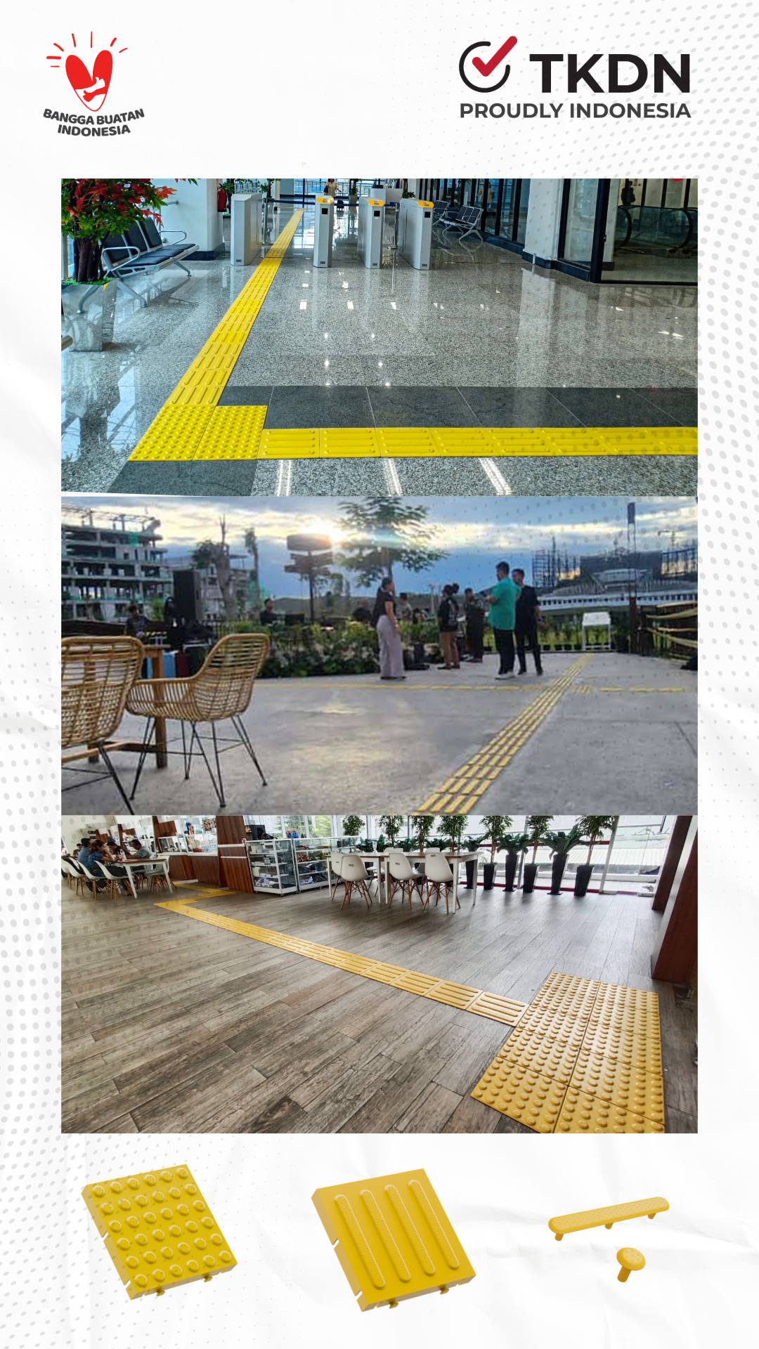 Tactile Paving Kuning Ubin Pengarah Jalur Tunanetra